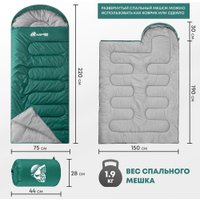 Спальный мешок RSP Outdoors Sleep 450 L RipStop 2024 (зеленый, 220x75см, молния слева)