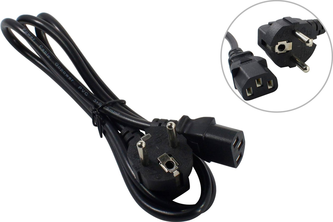 Кабель GoPower 00-00024055 (1.2 м, черный)