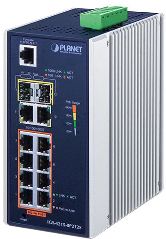 

Управляемый коммутатор 2-го уровня PLANET IGS-4215-8P2T2S