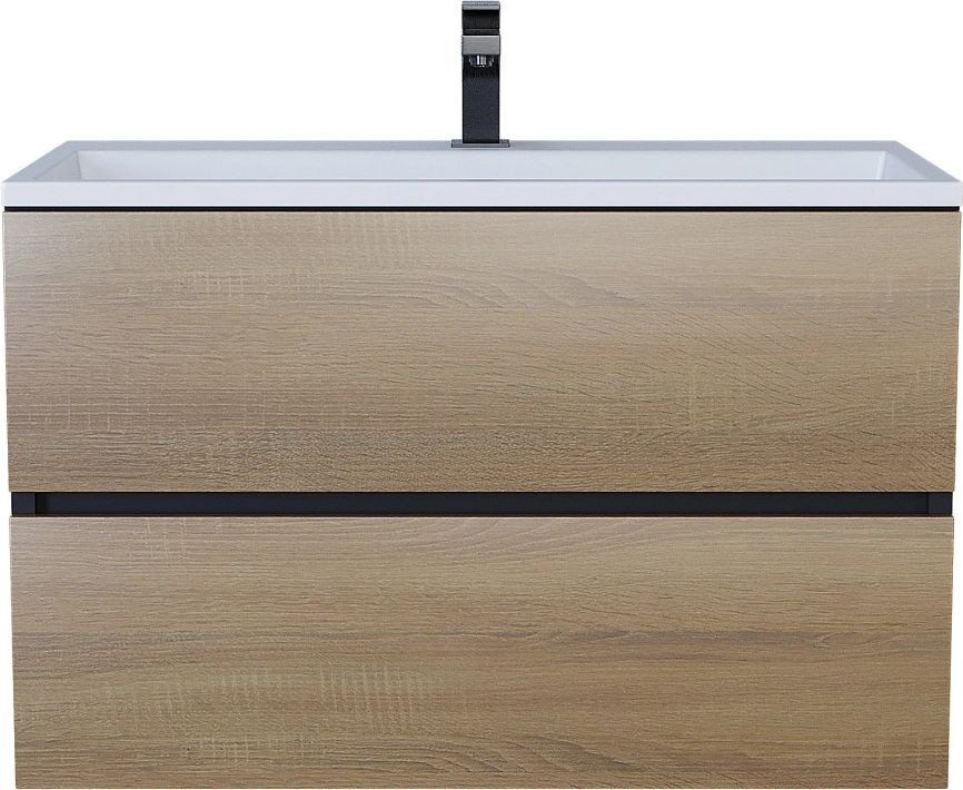 Uperwood Тумба с умывальником Barsa 80 см (черный/дуб сонома)