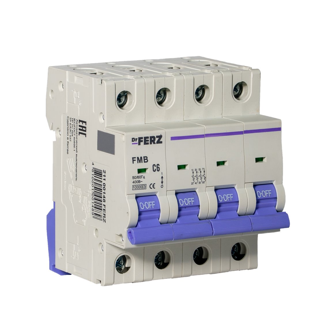 

Выключатель автоматический Dr.Ferz FMB-C 10kA 4P 06 C 21100148FERZ