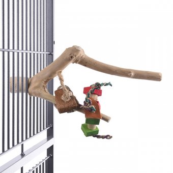 Жердочка Happy Bird Ветвь кофейная с игрушками (S)