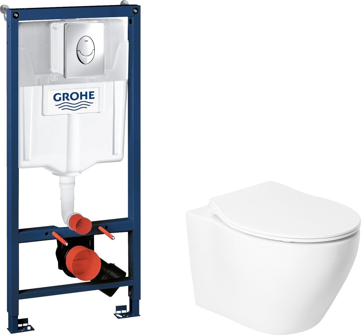 Унитаз подвесной Saniteco KW-99046 + GROHE Rapid SL 38721001