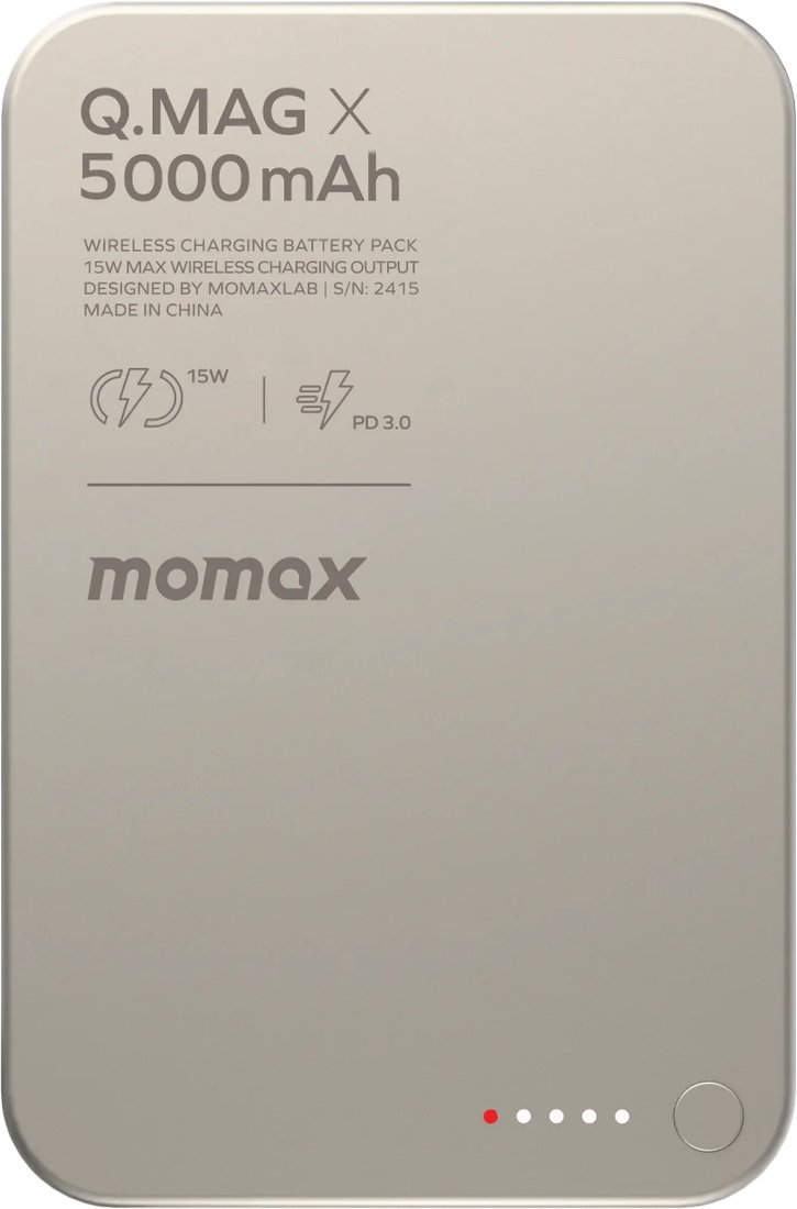 

Внешний аккумулятор Momax Q.Mag X Magnetic IP116A 5000mAh (титановый)