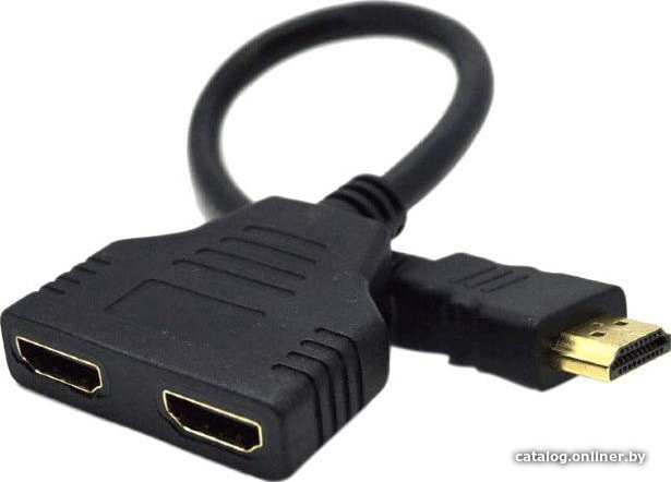 Адаптер USBTOP 1x2 HDMI FullHD 1080P 3D, пассивный с проводом (плоский)
