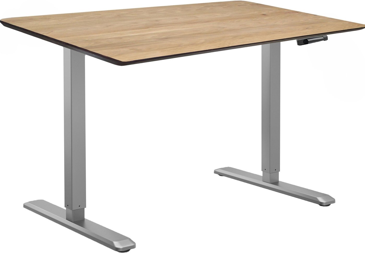 Стол с регулировкой высоты ErgoSmart Wooden Manual DESKFIT DF100 1300х750х27 мм (скошенный край, дуб натуральный/серый)