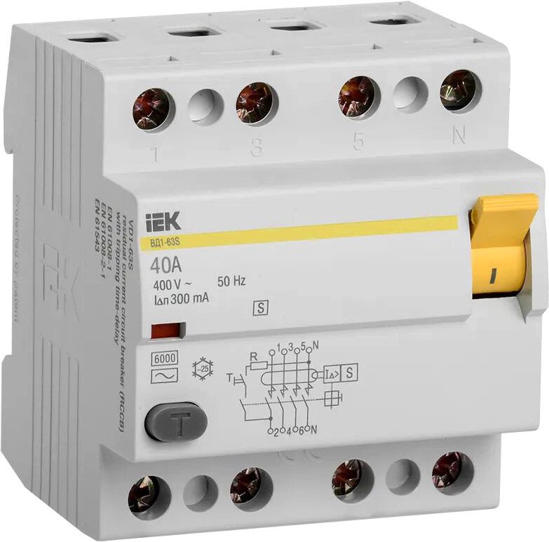 

Устройство защитного отключения IEK ВД1-63S 4P 40А 300мА тип ACS MDV12-4-040-300