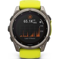 Умные часы Garmin Fenix 8 Solar, Sapphire 51мм (титановый, желтый силиконовый ремешок)