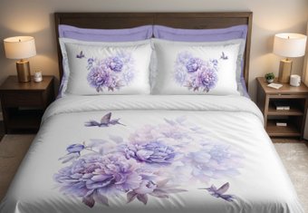 Евро комплект постельного белья ЧПТУП "АЛетто" Евро Колибри сирень
