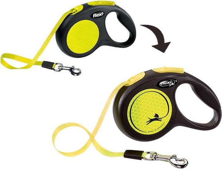 

Поводок-рулетка Flexi Neon S ремень 5 м (черный/неон)