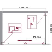 Душевой уголок BelBagno UNIQUE-AH-1-120/135-100-M-Cr