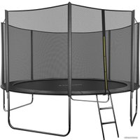 Батут GetActive Jump 12ft - 374 см с лестницей, внешней сеткой (черный)