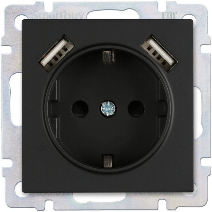 Розетка SmartBuy SBE-05b-16-S1-USB