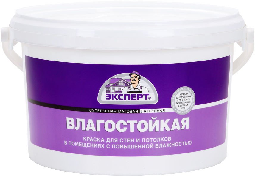 

Краска Эксперт Влагостойкая Внутренние работы 3 кг (супербелый)