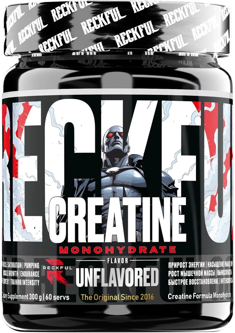 Моногидрат креатина Reckful Creatine Monohydrate (без вкуса, 300г)