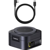 Сетевое зарядное Baseus PicoGo Series 2-in-1 Magnetic Wireless Charger Qi2 67W P10276800123-00 (черный)