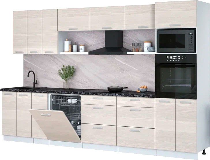 

Готовая кухня Интерлиния Мила Лайт 3.3-ПМ1-2 (вудлайн кремовый/вудлайн кремовый/кастилло темный)