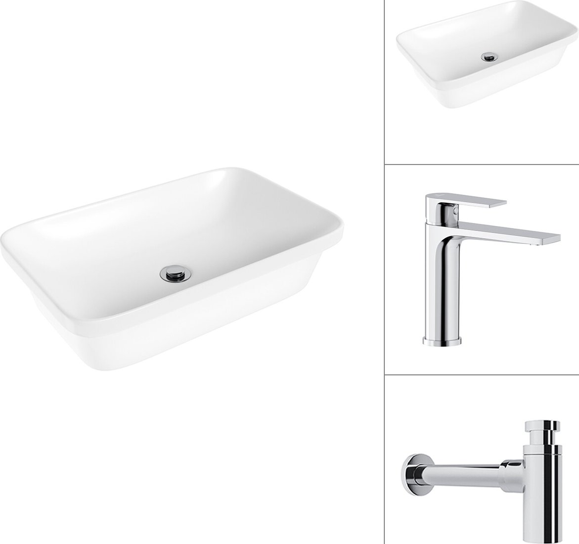 

Умывальник Lauter 21370 + Reef 21CK678C с сифоном 21635CH (хром)